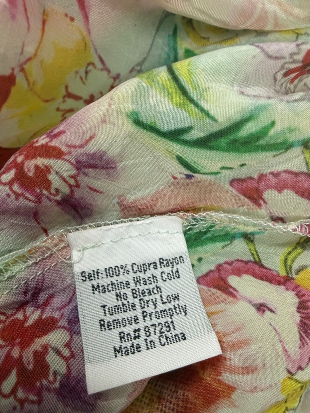 Johnny Was Floral Watercolor Sheer Top in Mint, Pink, Yellow, Blue - Picture 3 of 9
